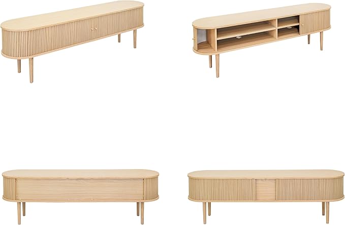 71’’ TV Stand with Storage and Shelves designed to fit 65’’ - 75’’ TVs. Wood Entertainment Center for Living Room and Bedroom, Media Console and Modern TV Console Table (Oak) - LeafyLoom