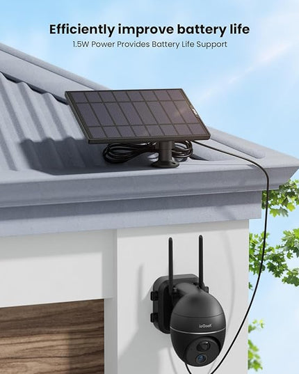 ieGeek Solar Panel for Wireless Outdoor Security Camera, Compatible with DC 5V Rechargeable Battery Powered Surveillance Cam,5V 1A 3W Type C Port, 9.5ft Cable, Adjustable Mounting Bracket(No Camera) ieGeek