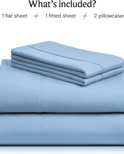 LuxClub Twin XL Sheets - Soft Twin Bed Sheets for Boys and Girls, 4 PC Deep Pockets 18" Eco Friendly Wrinkle Free Kids Fitted Sheets Machine Washable Hotel Bedding Silky Soft - Sky Twin XL - LeafyLoom