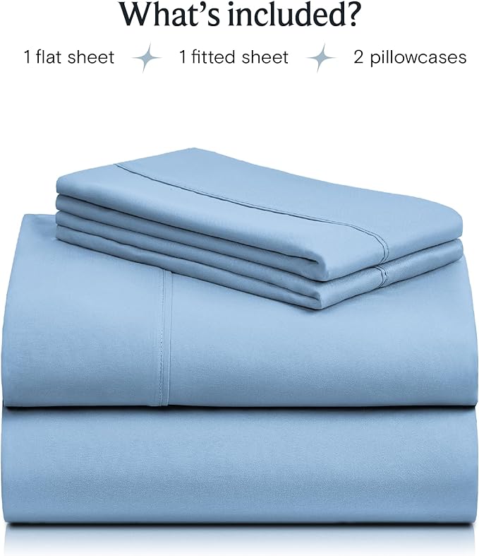 LuxClub Twin Sheets - Soft Twin Bed Sheets for-Boys-and-Girls-4 PC Deep Pockets 18" Eco Friendly Wrinkle Free-Kids-Fitted Sheets Machine Washable Hotel Bedding Silky Soft- Sky Twin - LeafyLoom