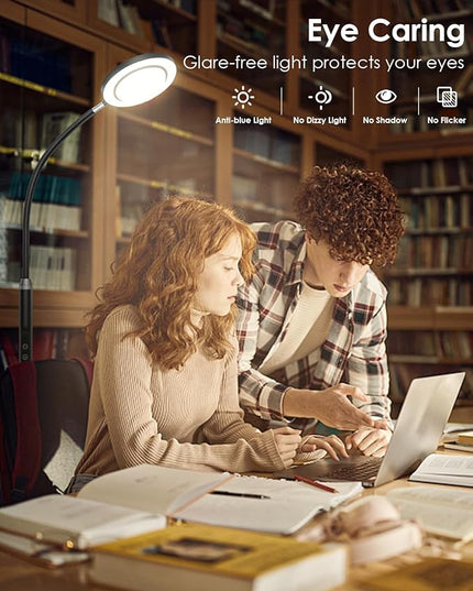 LED Floor Lamp for Bedroom, 24W 2400LM 74 Inch Standing Lamp with 3 Color Temperatures, Modern floor Reading Lamp with Remote & Touch Control, Adjustable gooseneck floor lamp for Office Reading - LeafyLoom