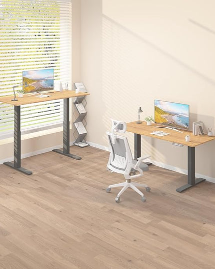 Standing Desk Frame with Dual Motor- Adjustable Desk Legs Height of 27.6" to 46.1", Electric Desk Base for Desktop 43" to 70", Sit Stand Desk Leg with Memory Controller(Black Frame only) - LeafyLoom