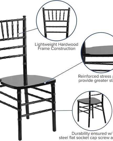 Flash Furniture 2 Pack HERCULES Series Black Wood Chiavari Chair - LeafyLoom