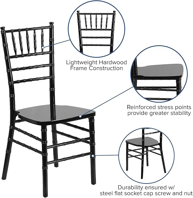 Flash Furniture 2 Pack HERCULES Series Black Wood Chiavari Chair - LeafyLoom