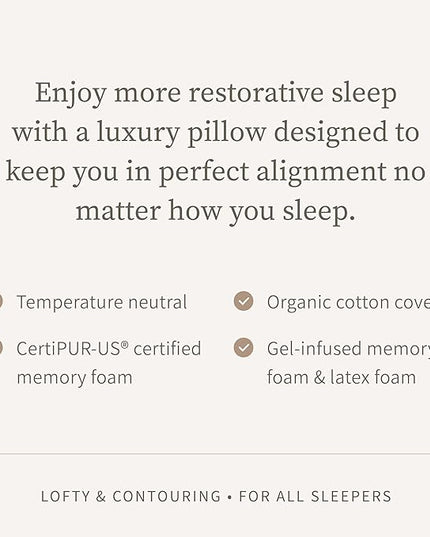 Saatva Cloud Memory Foam Pillow - Contouring & Lofty Pillow - Shredded Gel-Infused Memory Foam Fill - Perfect for Any Sleep Position - King (34"x16") 1 Pack - LeafyLoom