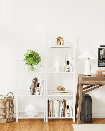 Bookshelf Storage Shelf Small Bookcase Freestanding Storage Stand for Living Room, Bedroom, Kitchen Rust Resistance, Easy Assembly Free Combination Multi-Functional Organizer (3 Tiers, White) - LeafyLoom