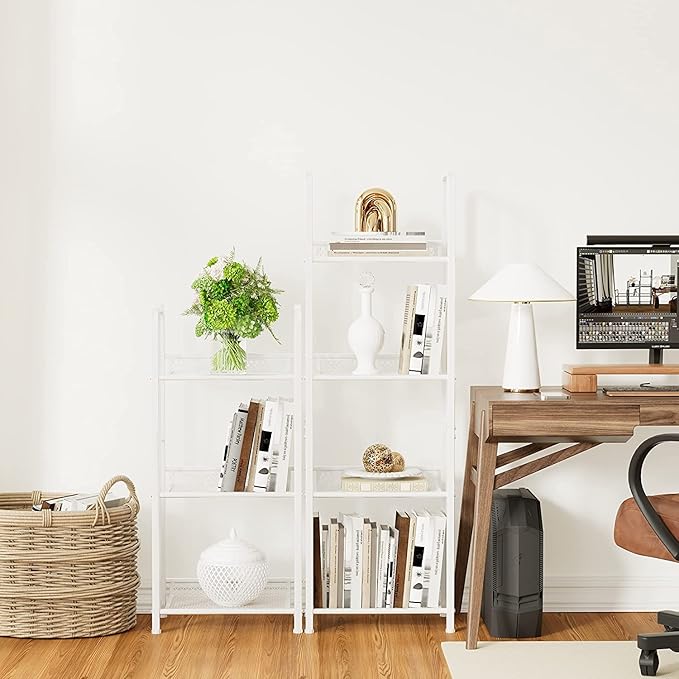 Bookshelf Storage Shelf Small Bookcase Freestanding Storage Stand for Living Room, Bedroom, Kitchen Rust Resistance, Easy Assembly Free Combination Multi-Functional Organizer (3 Tiers, White) - LeafyLoom