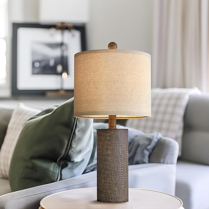 20.5" Farmhouse Lamp Small Table Lamps Set of 2 Resin Table Lamps for Living Room Bedroom Bedside Lamps Entryway Office Dorm Boho Nightstand Industrial End Side Table Lamps Gray - LeafyLoom