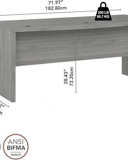 Bush Business Furniture Echo Bow Front Desk, 72W, Modern Gray - LeafyLoom
