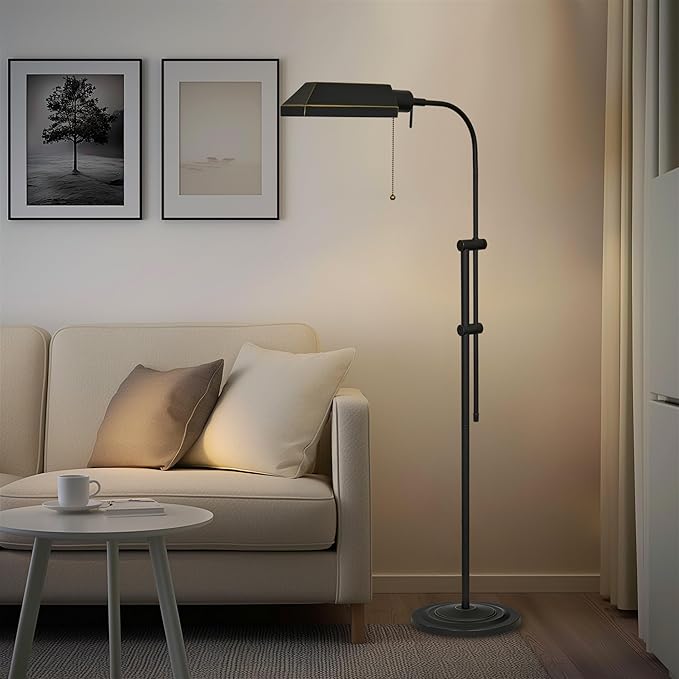 Kira Home Prescott 58" Modern Industrial Adjustable Standing Pharmacy Floor Lamp, Dark Bronze Finish, includes 6W LED Bulb (60W eq.) Energy Efficient, Eco-Friendly, Pivot Head for Hobby/Precise Task - LeafyLoom