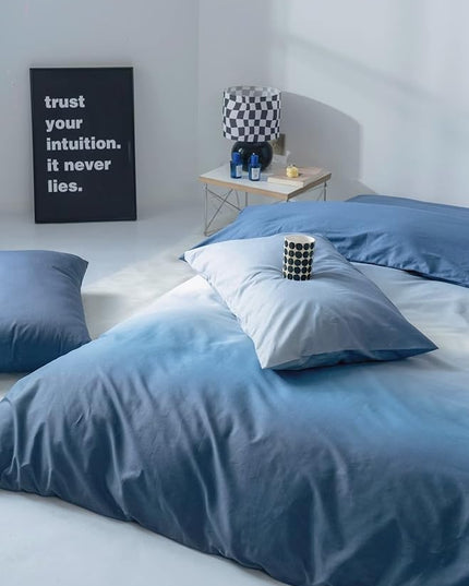 Blue Gradient Comforter Set Queen Gradient Blue Bedding Comforter Set Light Blue Queen Bedding Set Blanket Quilts Blue Color Comforter Set for Queen Bed - LeafyLoom