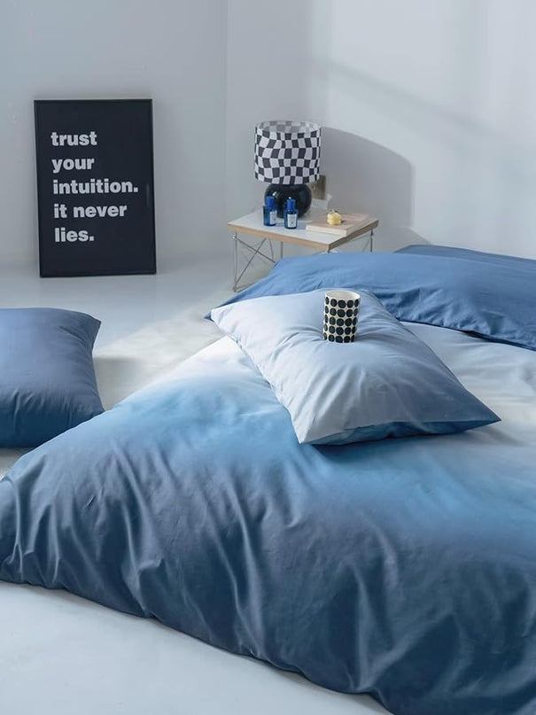 Blue Gradient Comforter Set Queen Gradient Blue Bedding Comforter Set Light Blue Queen Bedding Set Blanket Quilts Blue Color Comforter Set for Queen Bed - LeafyLoom