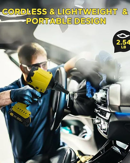 Cordless Dust Blower for Dewalt 20V Max Battery, 2-in-1 Blower & Vacuum, Handheld Blower HighSpeed Motor Air Compressed Duster w/ 671 MPH & 7 Nozzles for Sawmill Room, Home Cleaning（No Battery ） - LeafyLoom