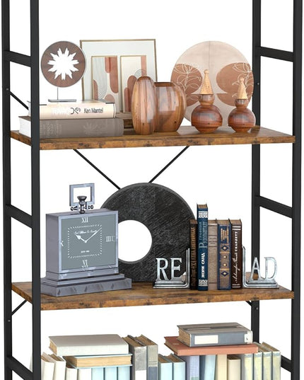 NUMENN 4 Tier Bookshelf, Tall Bookcase Shelf Storage Organizer, Modern Book Shelf for Bedroom, Living Room and Home Office, Vintage - LeafyLoom