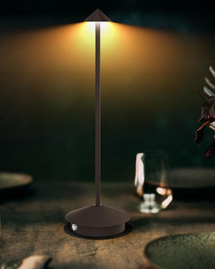 2-Pack 6000mAh Rechargeable LED Table Lamps,Outdoor Cordless Table Lamp Waterproof Portable, 3-Color Stepless Dimmable Modern Lamp for Restaurant/Bedroom(Rust) - LeafyLoom