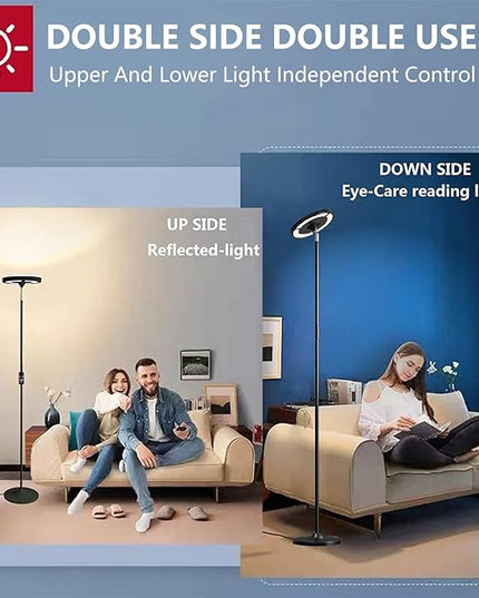 Keepsmile Double Side Lighting Led Floor Lamp with Remote Smart App 36W/2600LM Bright Tall Standing RGB Floor Lamp Angle Multicolor Dimmable Modern Floor Lamps for Livingroom Bedroom Office - LeafyLoom