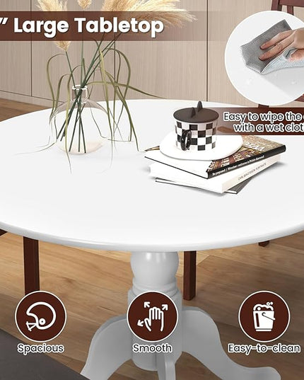 Round Dining Table, All White - LeafyLoom