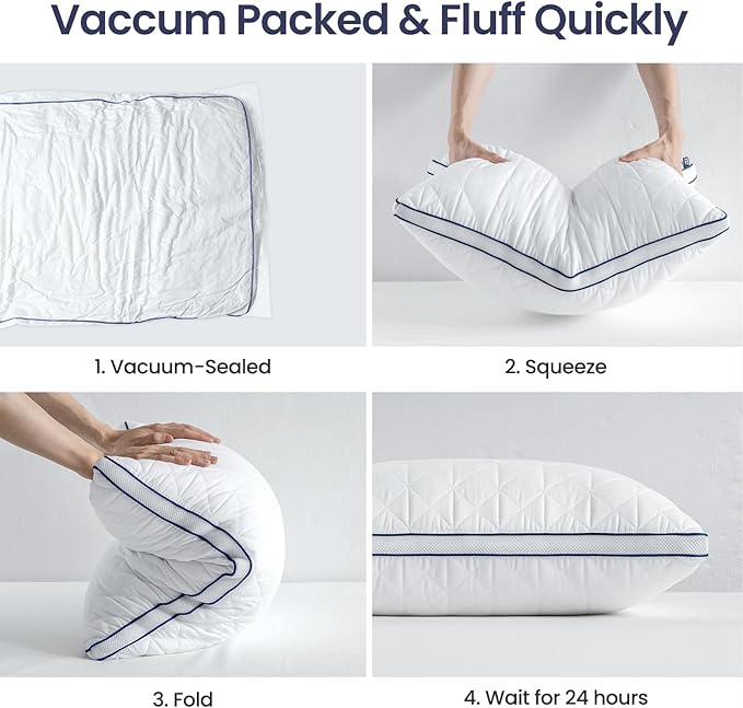 BedStory Standard Pillows Set of 2,Cooling Pillows with Mesh Design,Premium Soft Down Alternative Fill Supportive for Back, Stomach or Side Sleepers,Fluffy Pillows for Bed with Down Alternative - LeafyLoom