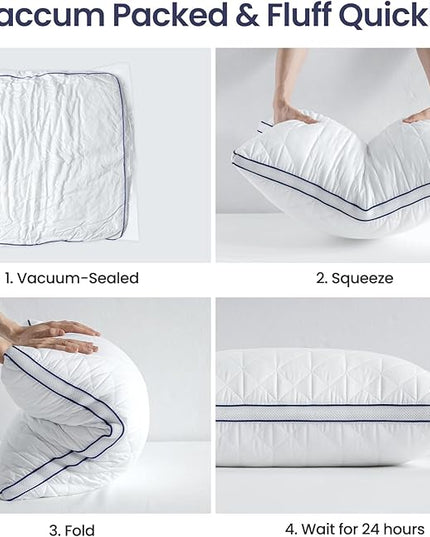 BedStory King Size Pillows Set of 2,Cooling Pillows with Mesh Design-Premium Soft Down Alternative Fill Supportive for Back, Stomach or Side Sleepers,Fluffy Pillows for Bed with Down Alternative - LeafyLoom