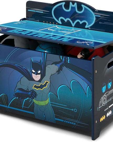 Batman Deluxe Toy Box by Delta Children Greenguard Gold Certified, Black/Blue - LeafyLoom