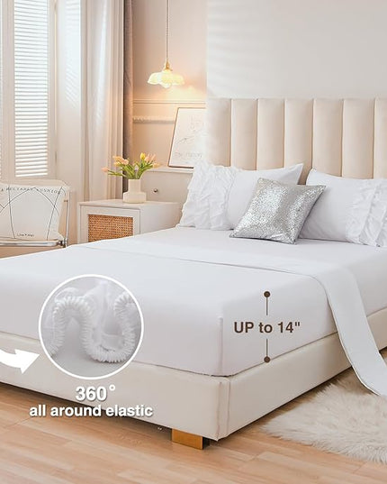 A Nice Night Waterfall Flutter Ruffle Comforter Set,Ruffled Textured Soft Chic Princess 6pcs Bedding Set,with Bling Shiny Sequin Throw Pillow Case,White,Full - LeafyLoom