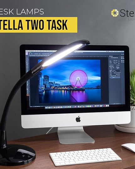 Stella Two Premium 11W LED Desk Task Lamp, Dimmable, Custom Color Temperature, Adjustable, and Remote Controlled Modern Desk Lamp for Living Room, Bedroom, and Office Lighting - LeafyLoom