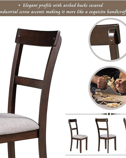 NicBex Small Dining Table Set for 4 Breakfast Nook Table Set 5 Piece Dining Table Set Industrial Wooden Kitchen Table and 4 Chairs for Dining Room, Living Room, Espresso - LeafyLoom