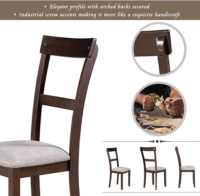 NicBex Small Dining Table Set for 4 Breakfast Nook Table Set 5 Piece Dining Table Set Industrial Wooden Kitchen Table and 4 Chairs for Dining Room, Living Room, Espresso - LeafyLoom