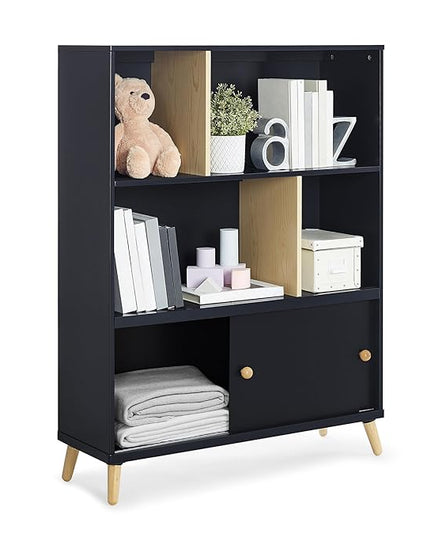 Delta Children Essex Bookcase - Greenguard Gold Certified, Black/Natural - LeafyLoom