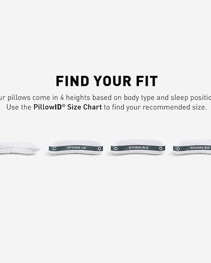 Bedgear Storm Cuddle Curve Performance Pillow - Size 3.0 - Cooling Bed Pillow for Side Sleepers - Medium Firm - Hypoallergenic, Washable and Removable Cover - LeafyLoom