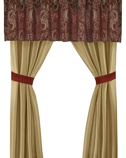 Madison Park Essentials Brystol 24 Piece Room in a Bag Faux Silk Comforter Jacquard Paisley Design Matching Curtains Down Alternative Hypoallergenic All Season Bedding-Set, King (104 in x 92 in), Red - LeafyLoom
