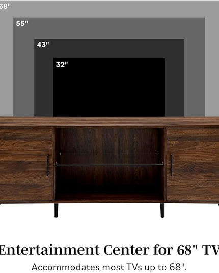 Walker Edison Saxon Mid Century Modern Glass Shelf TV Stand for TVs up to 65 Inches, 60 Inch, Birch - LeafyLoom