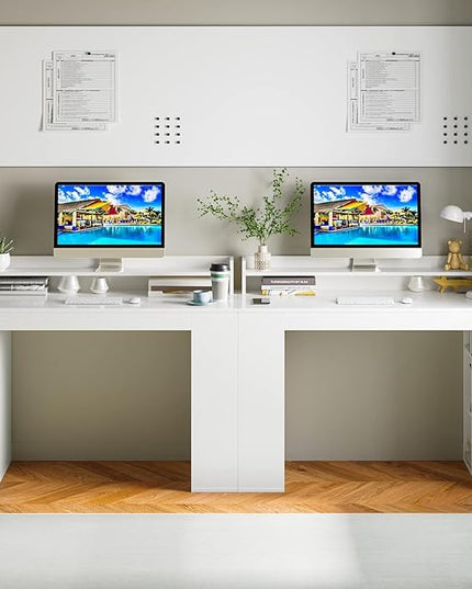 Computer Desk with Bookshelf, 48” Home Office Desk with 2 Open Shelves of 10 Cubbies, Monitor Shelf, Writing Desk Computer Workstation for Home, Office, Bedroom - LeafyLoom