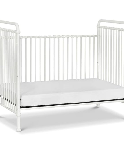 Namesake Abigail 3-in-1 Convertible Metal Crib in Washed White, Greenguard Gold Certified - LeafyLoom