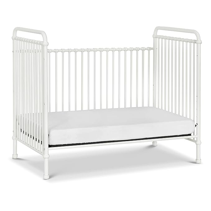 Namesake Abigail 3-in-1 Convertible Metal Crib in Washed White, Greenguard Gold Certified - LeafyLoom