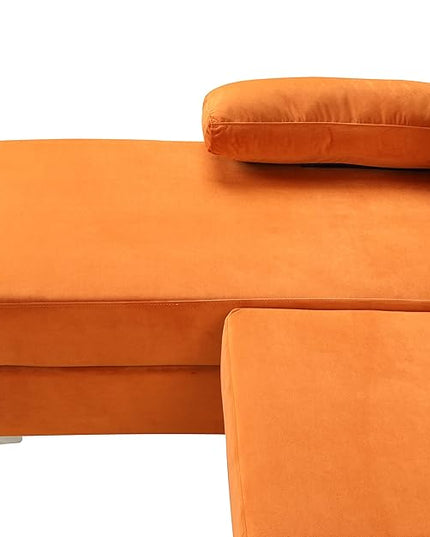 Modern Large Velvet Fabric U-Shape Sectional Sofa, Double Extra Wide Chaise Lounge Couch, Orange - LeafyLoom