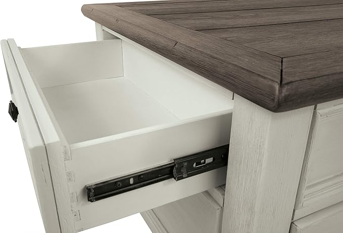 Signature Design by Ashley Bolanburg Farmhouse Lift Top Coffee Table with Drawers, Antique Cream & Brown - LeafyLoom