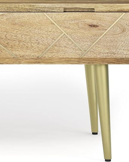 SIMPLIHOME Jager SOLID MANGO WOOD 48 Inch Wide Rectangle Contemporary and Mid century Large Lift Top Coffee Table in Natural, for The Living Room and Family Room - LeafyLoom