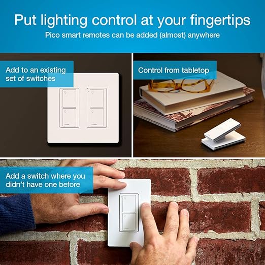 Lutron Caseta Orginal Smart Switch Kit, 2 Smart Light Switches, Pico Remote, Wall Plate Adaptor, & Smart Hub, Works with Alexa, Apple Home, Google Home, 3 Way, 5 Amp, Neutral Required, P-BDG-PKG2WS-WH Lutron