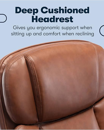 Serta Fairbanks Big and Tall High Back Executive Office Ergonomic Gaming Computer Chair with Layered Body Pillows, Contoured Lumbar Zone, Cognac - LeafyLoom