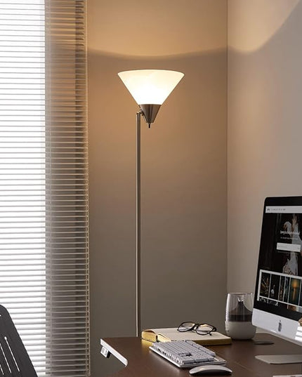 Floor Lamp Standing Lamp Adjustable Head Arcylic Shade Floor Lamps for Living Room/Office/Bedroom (satin nickel) - LeafyLoom