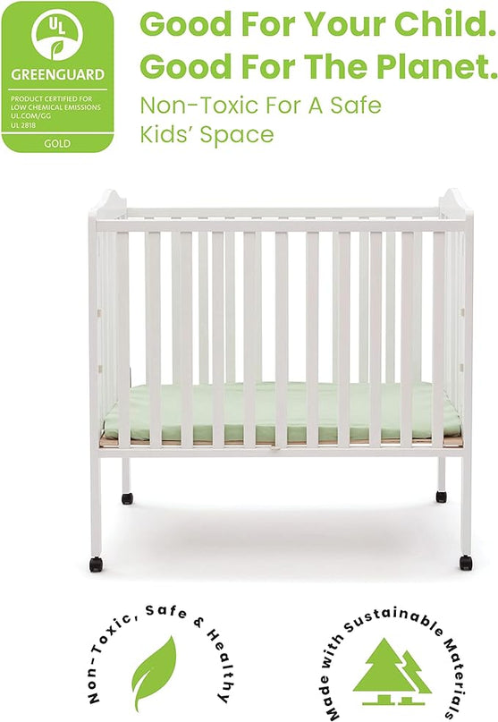 Delta Children Folding Portable Mini Baby Crib with Mattress + American Baby Waterproof Mini Crib Mattress Protector - LeafyLoom
