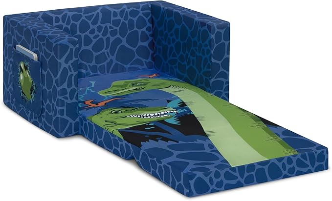 Delta Children Dinosaur Cozee Flip-Out Chair For Relaxing- 2-in-1 Convertible Lightweight,Portable Chair to Lounger for Toddlers & Kids - LeafyLoom