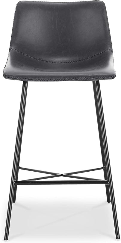 Poly and Bark Counter Stool 24 inches - Counter Height Bar Stools Set of 2 - Sturdy Kitchen Stools with Backs - Comfortable Bar Chair - Modern Countertop-High Chairs, Kitchen Island Barstools – Grey - LeafyLoom