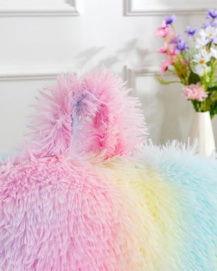 Aimuan Reading Pillow Bed Rest Pillow with Arms Rabbit Fur Cushion for Adults Teens Incline Rest Sitting up & Sleeping Snoring Pillow with Pregnancy Lumbar Back Support (Standard, Light-pink) - LeafyLoom