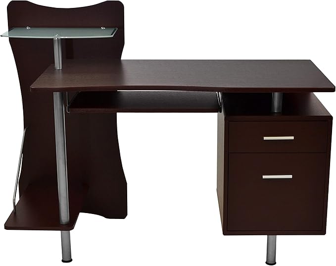 NicBex Laik-DW-00051-DX Desks, 51.25" W x 22.25" D x 39.5" H, Chocolate - LeafyLoom