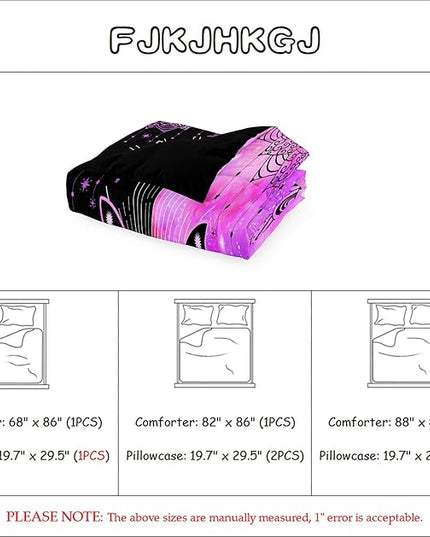 Butterfly Comforter - Butterfly Bed Set - Butterfly Comforter Set for Girls Women Bed Girls Twin Bedding Set Black Purple Butterflies with Sun and Moon Printed Quilt Sets with 1 Pillowcase - LeafyLoom