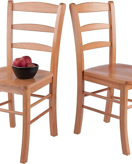 Winsome Wood Ladder Back Chair, Light Oak, 2 Pieces (34232), FURNITURE - LeafyLoom