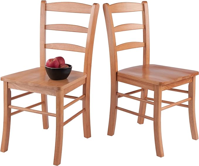 Winsome Wood Ladder Back Chair, Light Oak, 2 Pieces (34232), FURNITURE - LeafyLoom