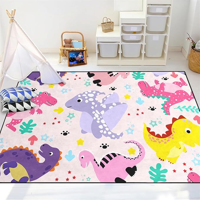 Dinosaur Rugs for Boys Bedroom Dino Rugs for Boys Room Kids Rugs Dinosaur Bedroom Decor for Boys Kids Play Rugs for Boys Bedroom Cute Dinosaur Rugs Dinosaur Rugs for Living Room Decor,5'×7' - LeafyLoom